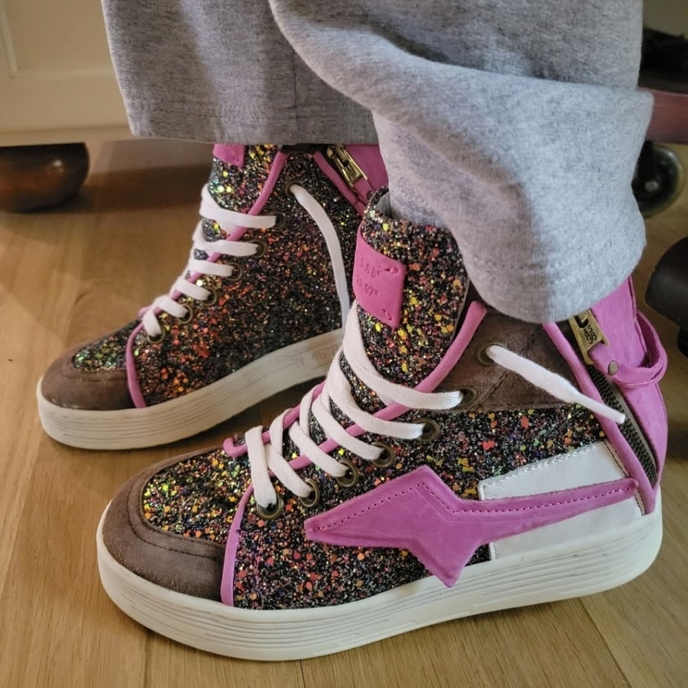 Like NEW A.S.98 ADLER Sparkle Multicolor High-Top Sneakers 7